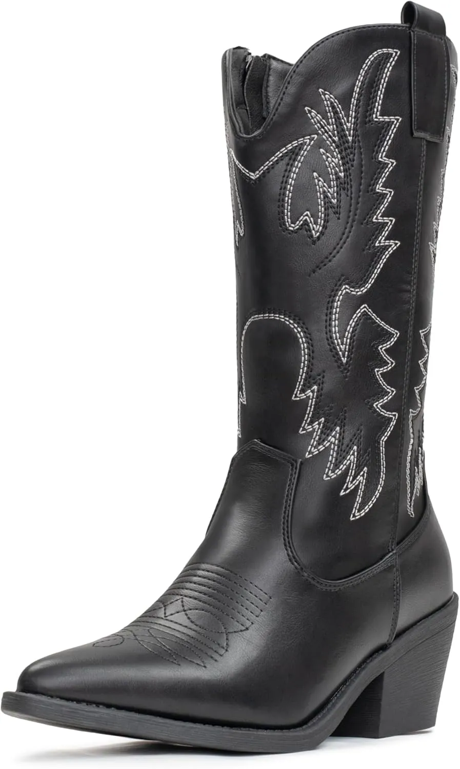 IUV Cowboy Boots For Women Western Cowgirl Boots Pull On Pointy Toe Mid Calf