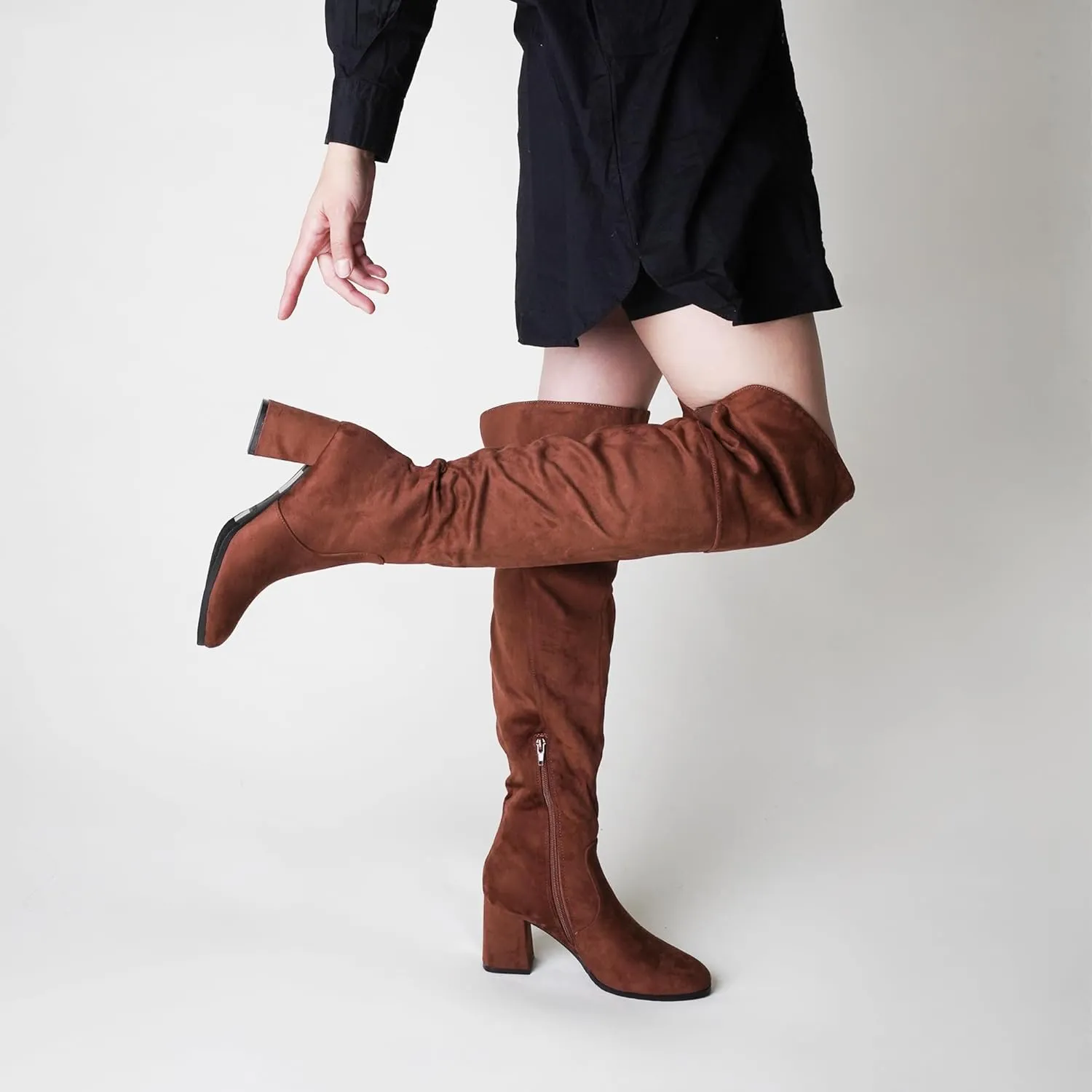 J. Adams Brandy Over The Knee Boot - Trendy Low Block Heel Suede Thigh High