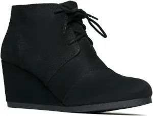 J. Adams Women's Roxy Wedge Ankle Boots, Casual Lace Up Low Heel Closed Toe Booties for Fall and Winter