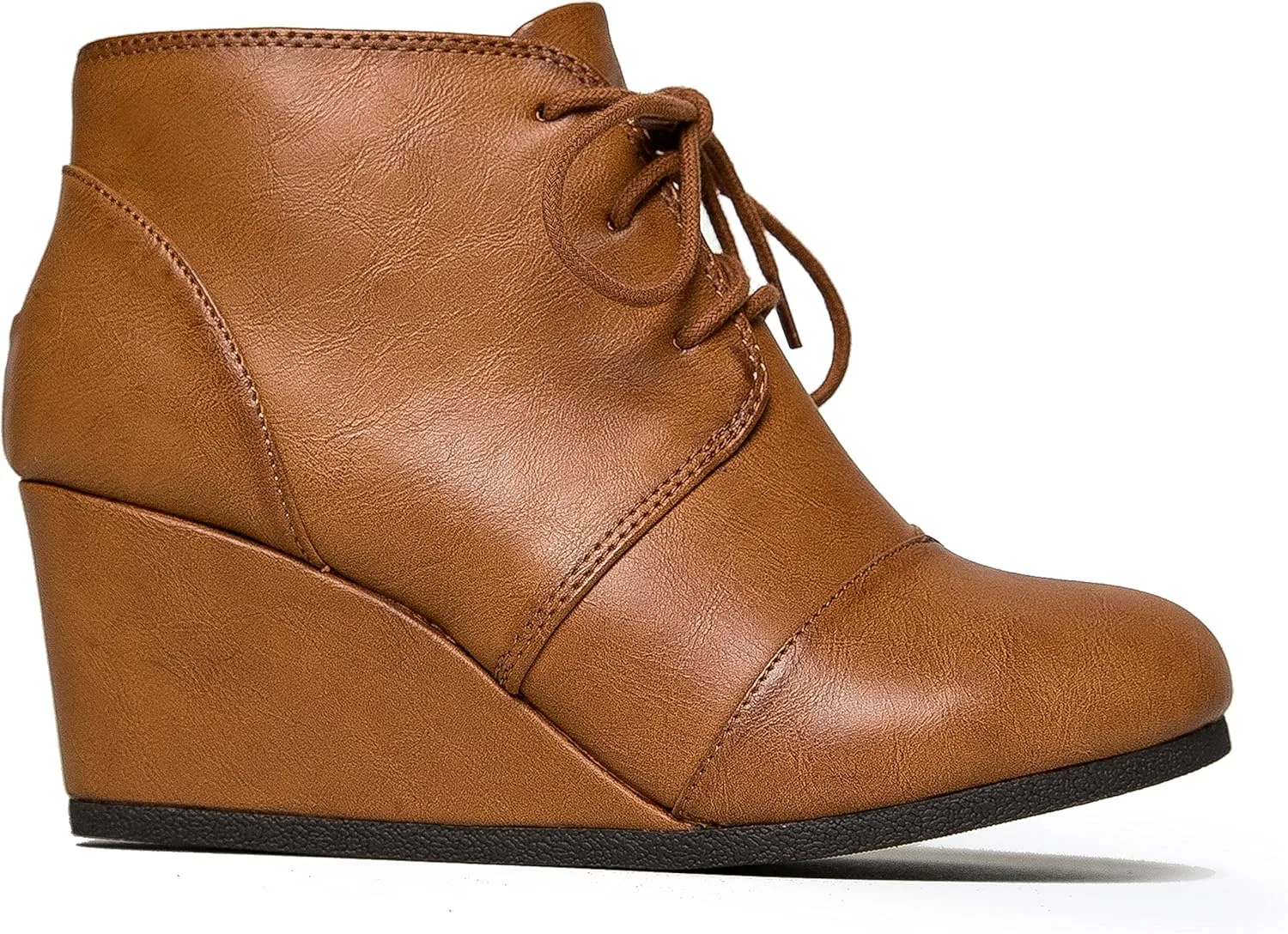 J. Adams Women's Roxy Wedge Ankle Boots, Casual Lace Up Low Heel Closed Toe Booties for Fall and Winter