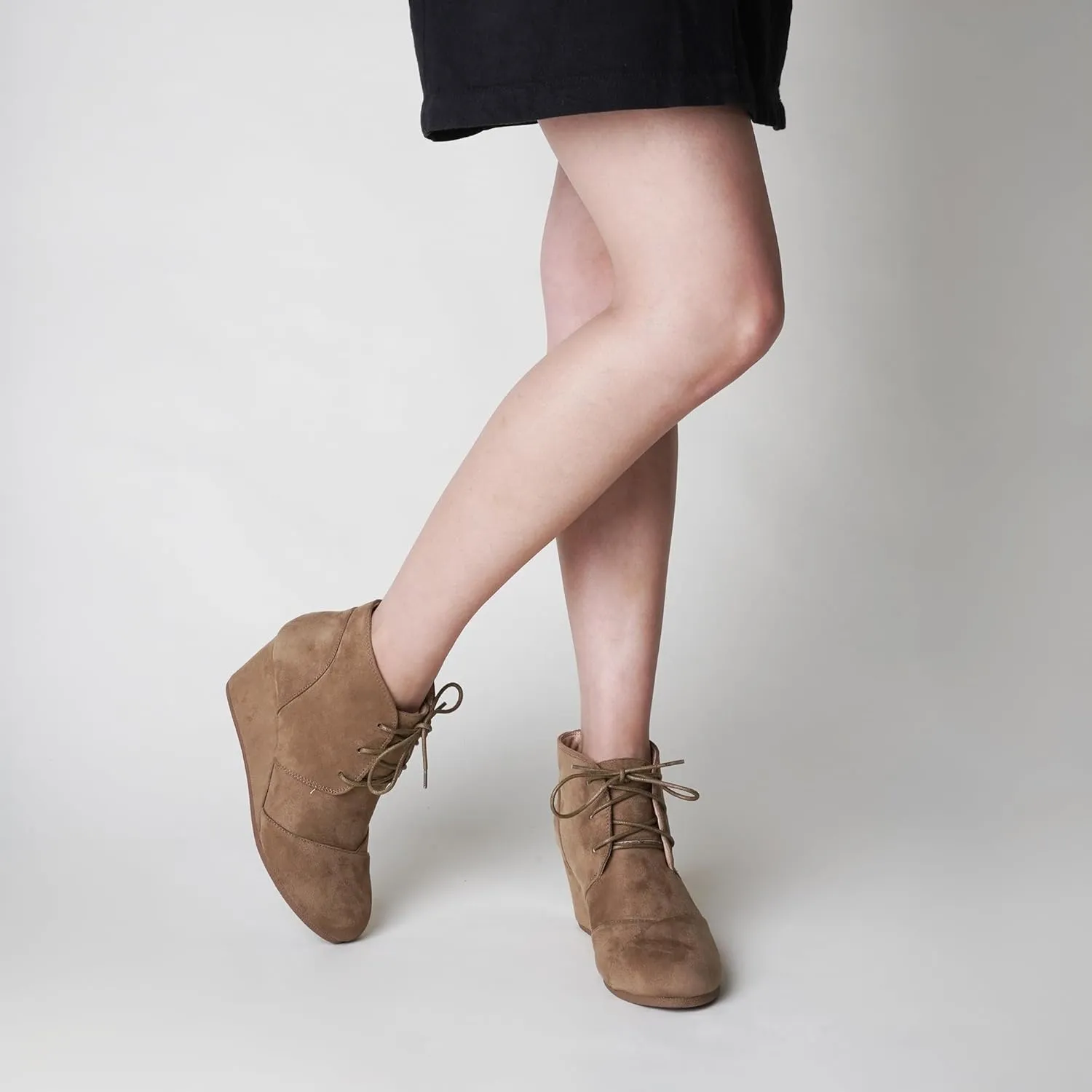 J. Adams Women's Roxy Wedge Ankle Boots, Casual Lace Up Low Heel Closed Toe Booties for Fall and Winter