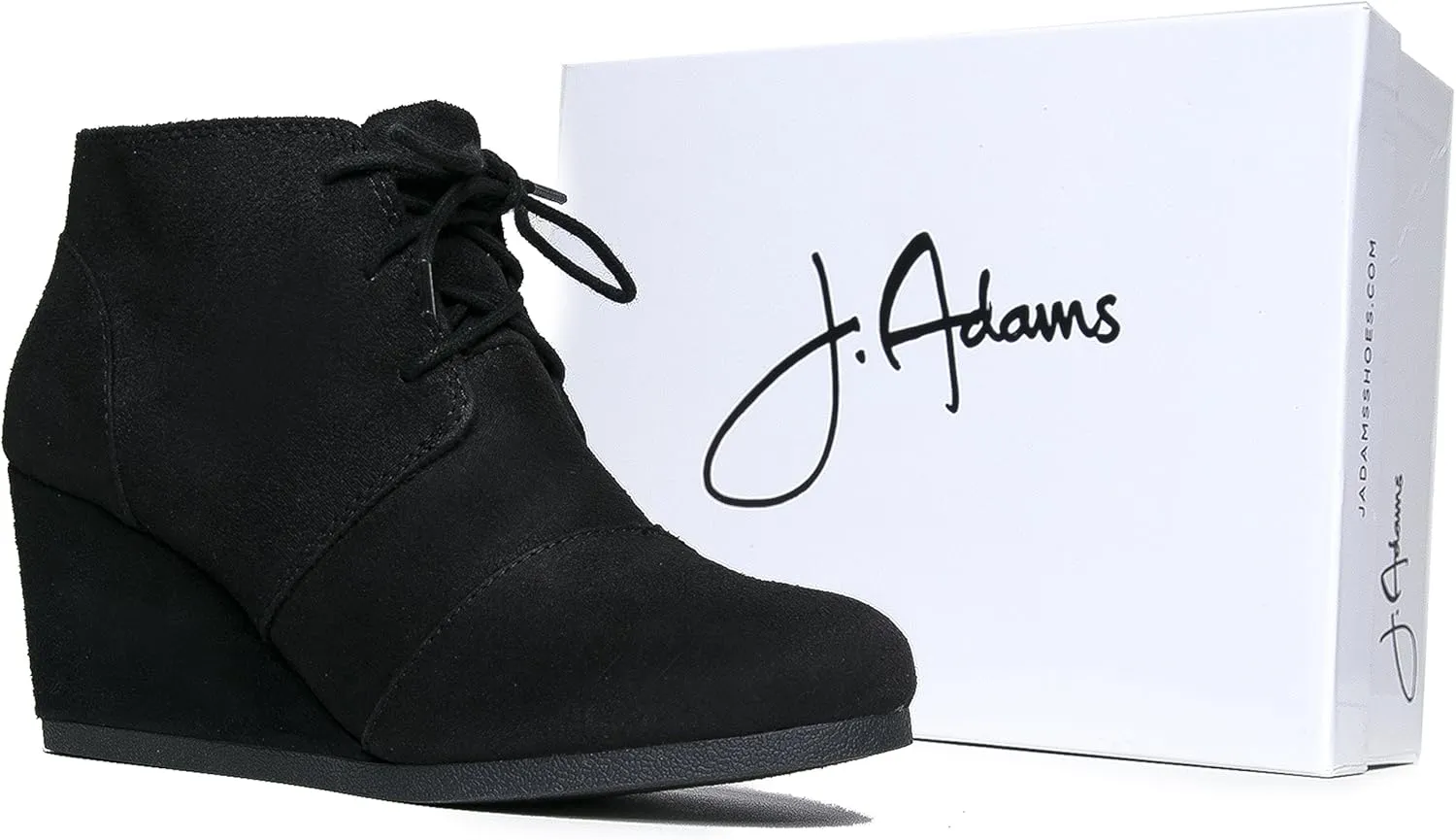 J. Adams Women's Roxy Wedge Ankle Boots, Casual Lace Up Low Heel Closed Toe Booties for Fall and Winter