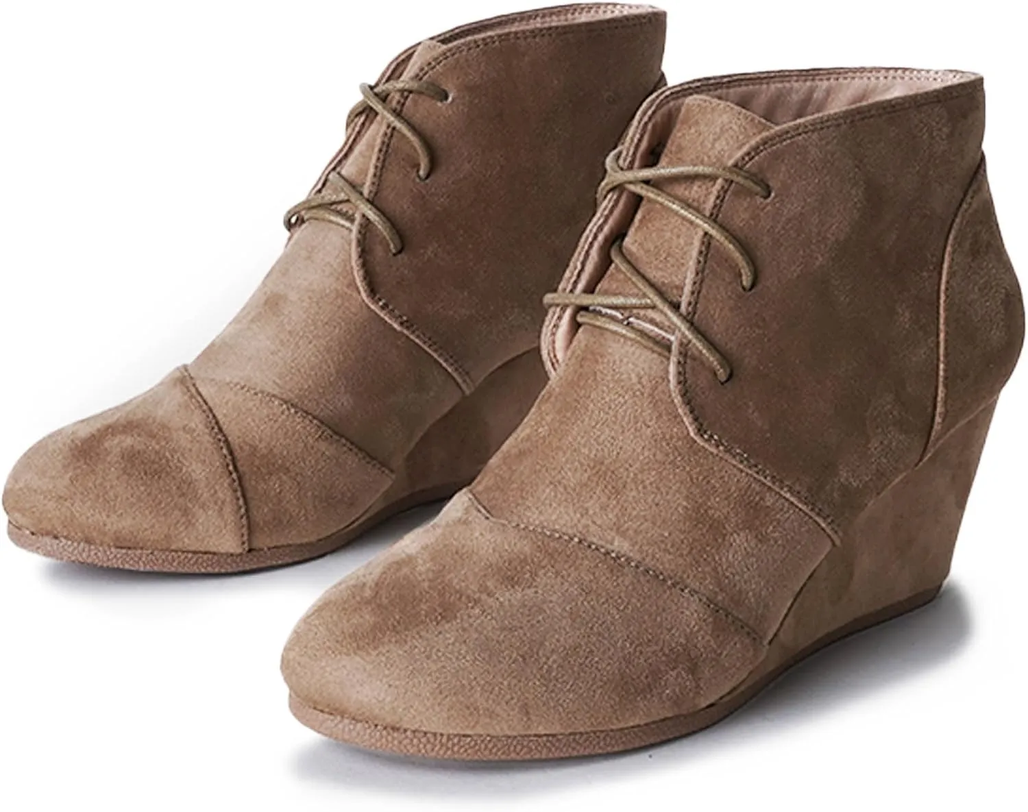 J. Adams Women's Roxy Wedge Ankle Boots, Casual Lace Up Low Heel Closed Toe Booties for Fall and Winter
