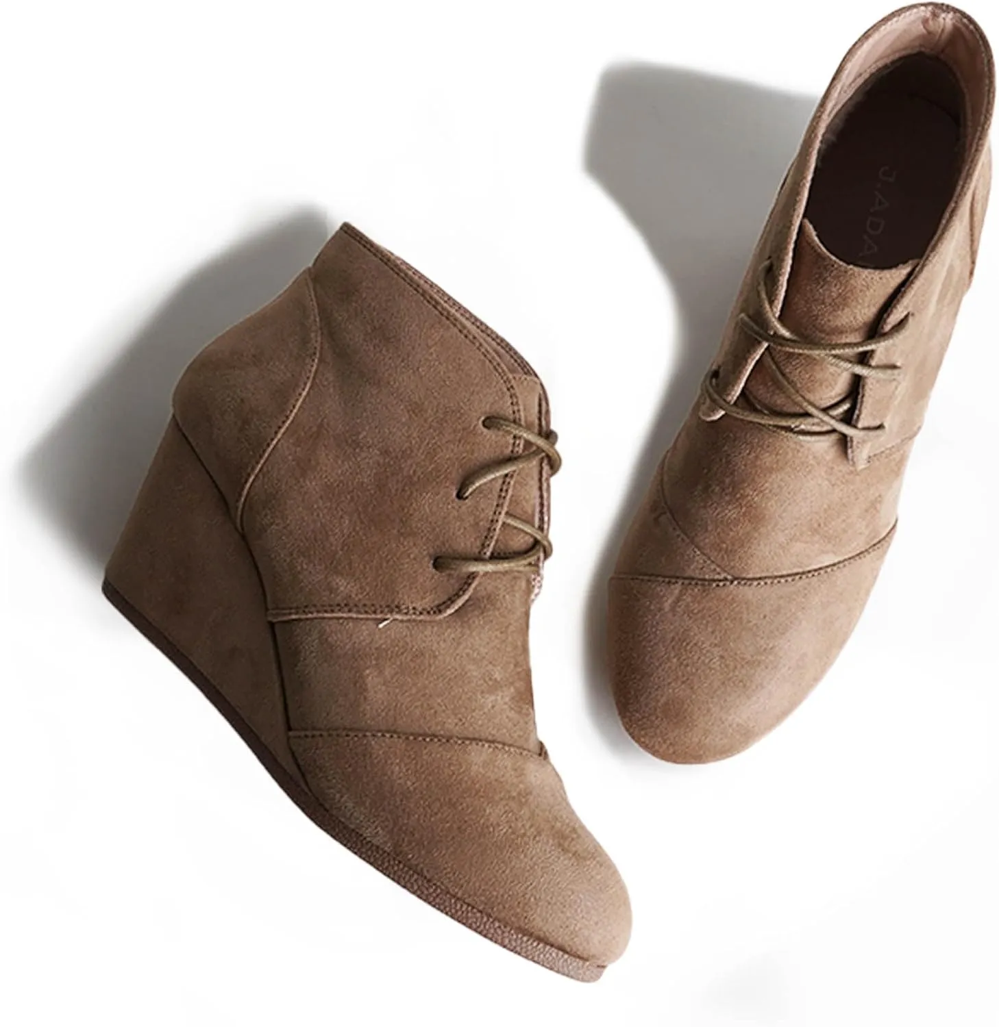 J. Adams Women's Roxy Wedge Ankle Boots, Casual Lace Up Low Heel Closed Toe Booties for Fall and Winter