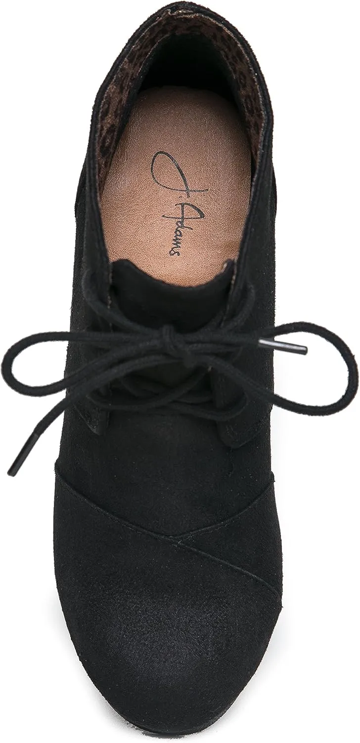 J. Adams Women's Roxy Wedge Ankle Boots, Casual Lace Up Low Heel Closed Toe Booties for Fall and Winter