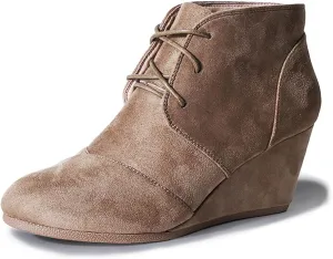 J. Adams Women's Roxy Wedge Ankle Boots, Casual Lace Up Low Heel Closed Toe Booties for Fall and Winter