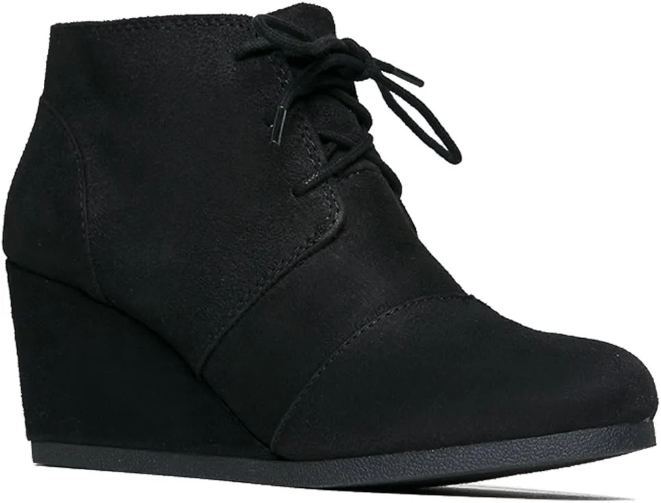 J. Adams Women's Roxy Wedge Ankle Boots, Casual Lace Up Low Heel Closed Toe Booties for Fall and Winter