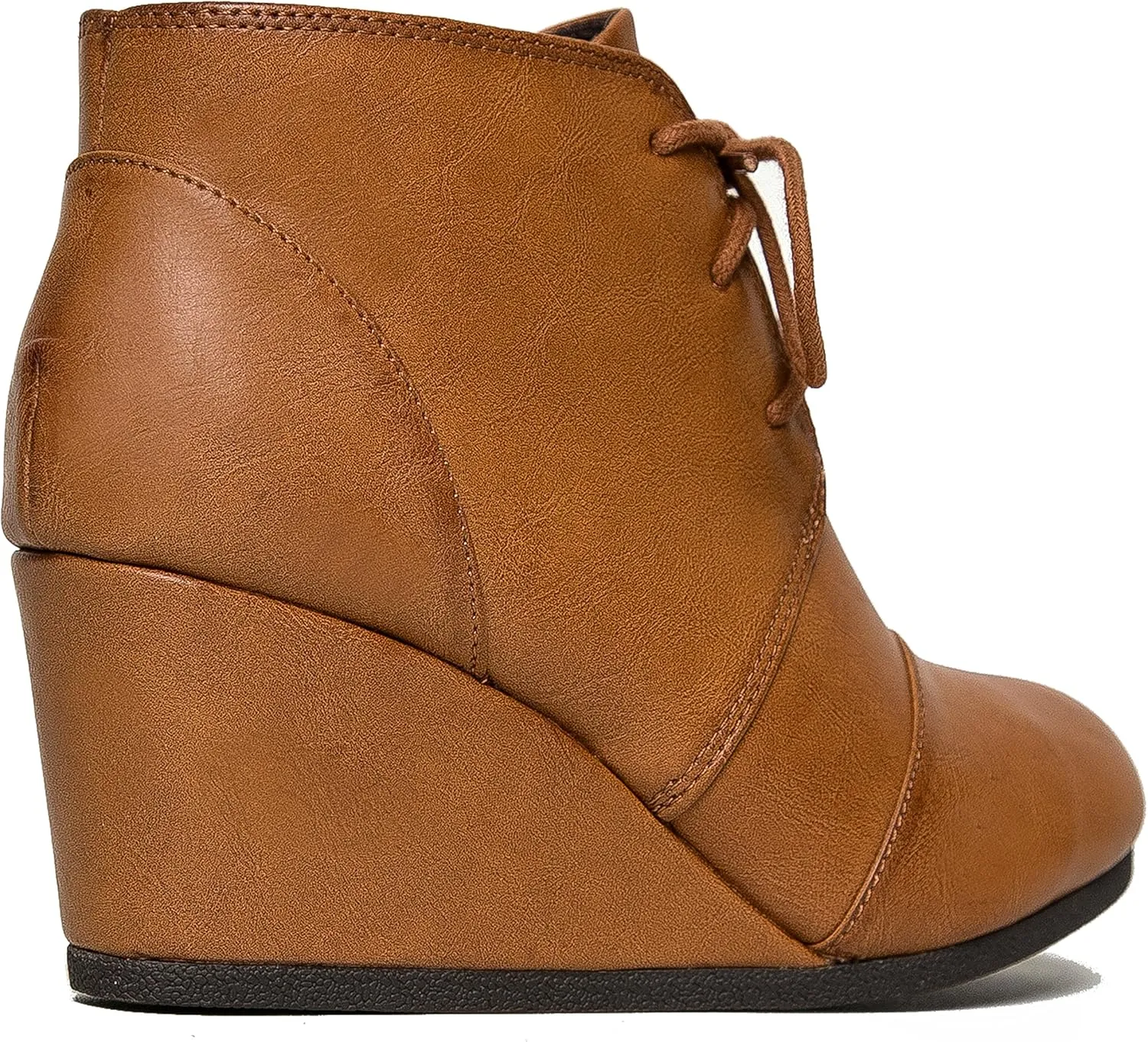 J. Adams Women's Roxy Wedge Ankle Boots, Casual Lace Up Low Heel Closed Toe Booties for Fall and Winter