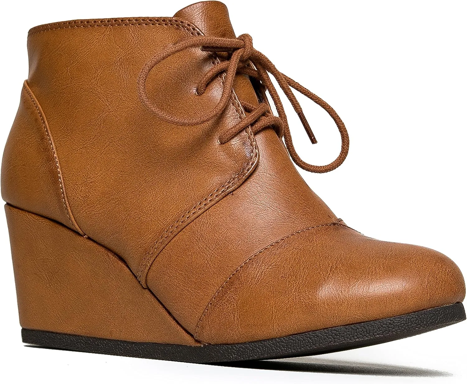 J. Adams Women's Roxy Wedge Ankle Boots, Casual Lace Up Low Heel Closed Toe Booties for Fall and Winter