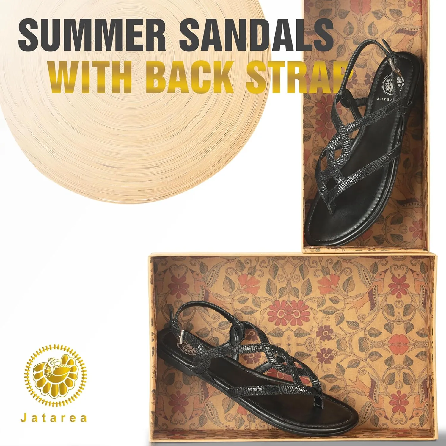 JATAREA Slip-On Flat Gladiator Sandals for Women | Perfect Dressy Summer Sandals with Back Strap