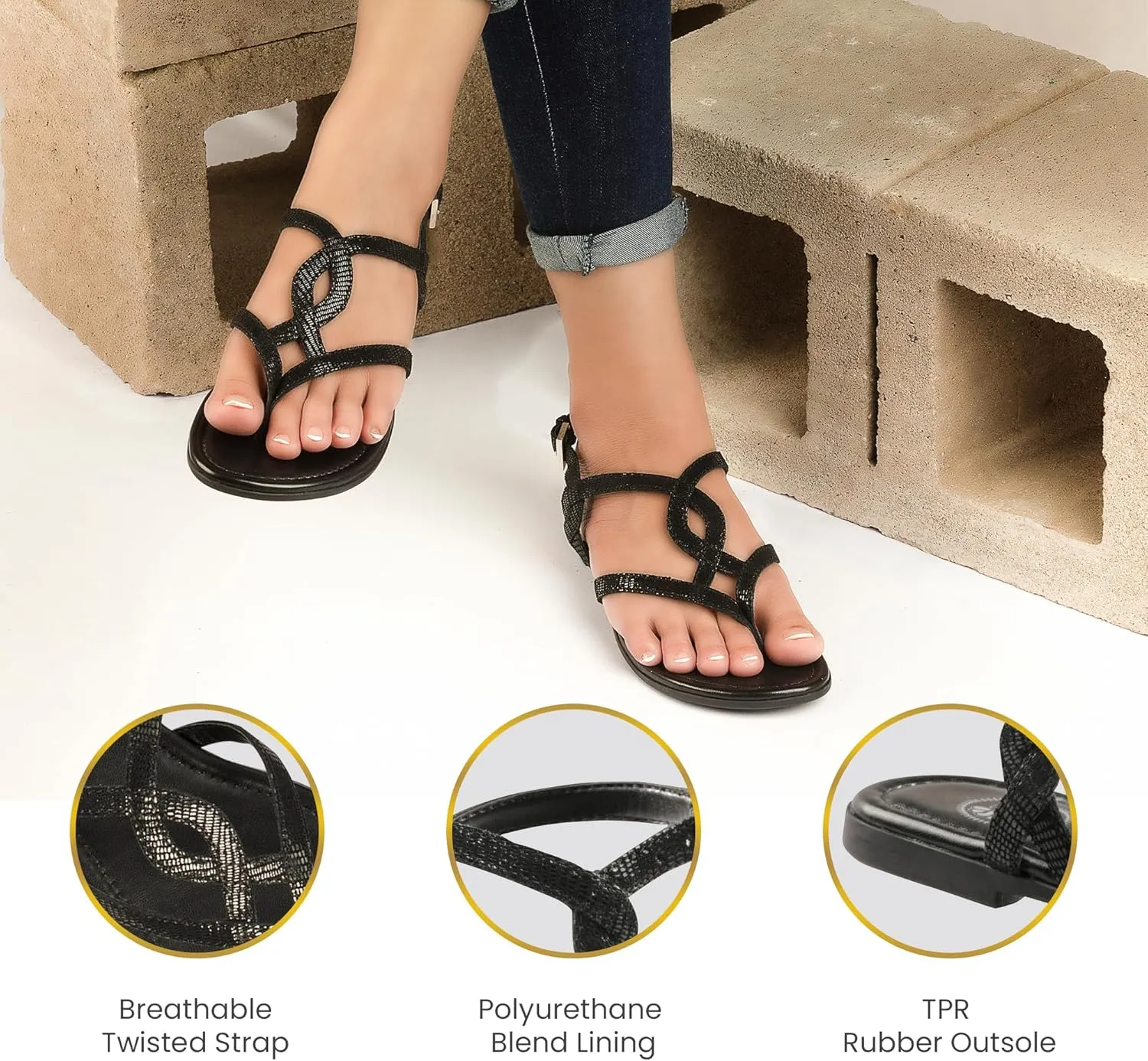 JATAREA Slip-On Flat Gladiator Sandals for Women | Perfect Dressy Summer Sandals with Back Strap