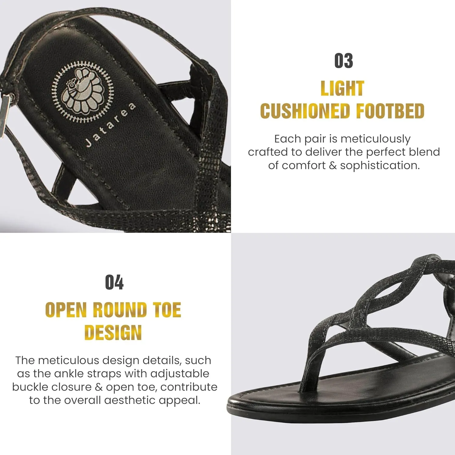 JATAREA Slip-On Flat Gladiator Sandals for Women | Perfect Dressy Summer Sandals with Back Strap
