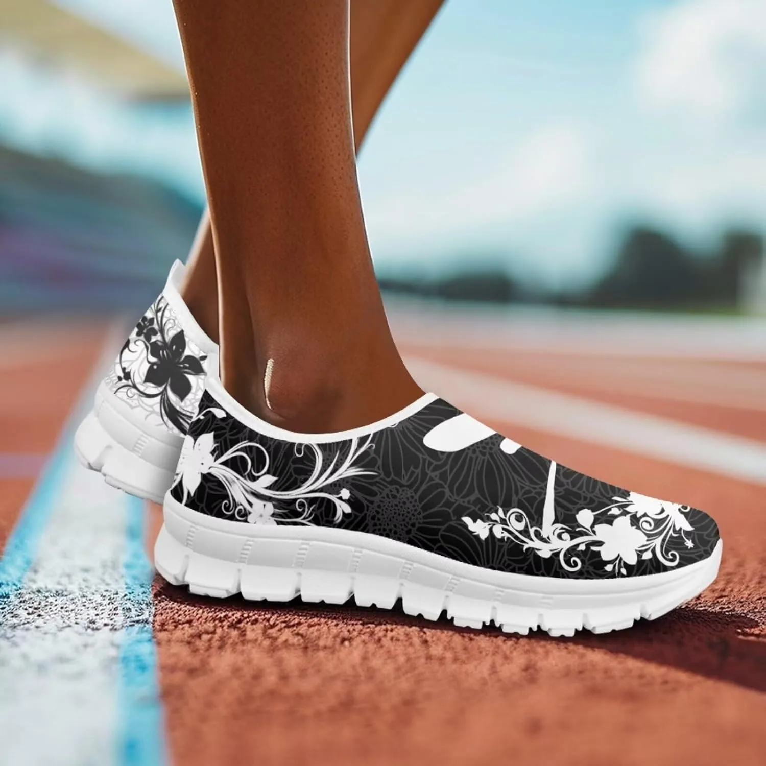 Jeiento Boho Floral Loafers for Women Slip on Shoes Flats Shoes Cozy Work Shoes