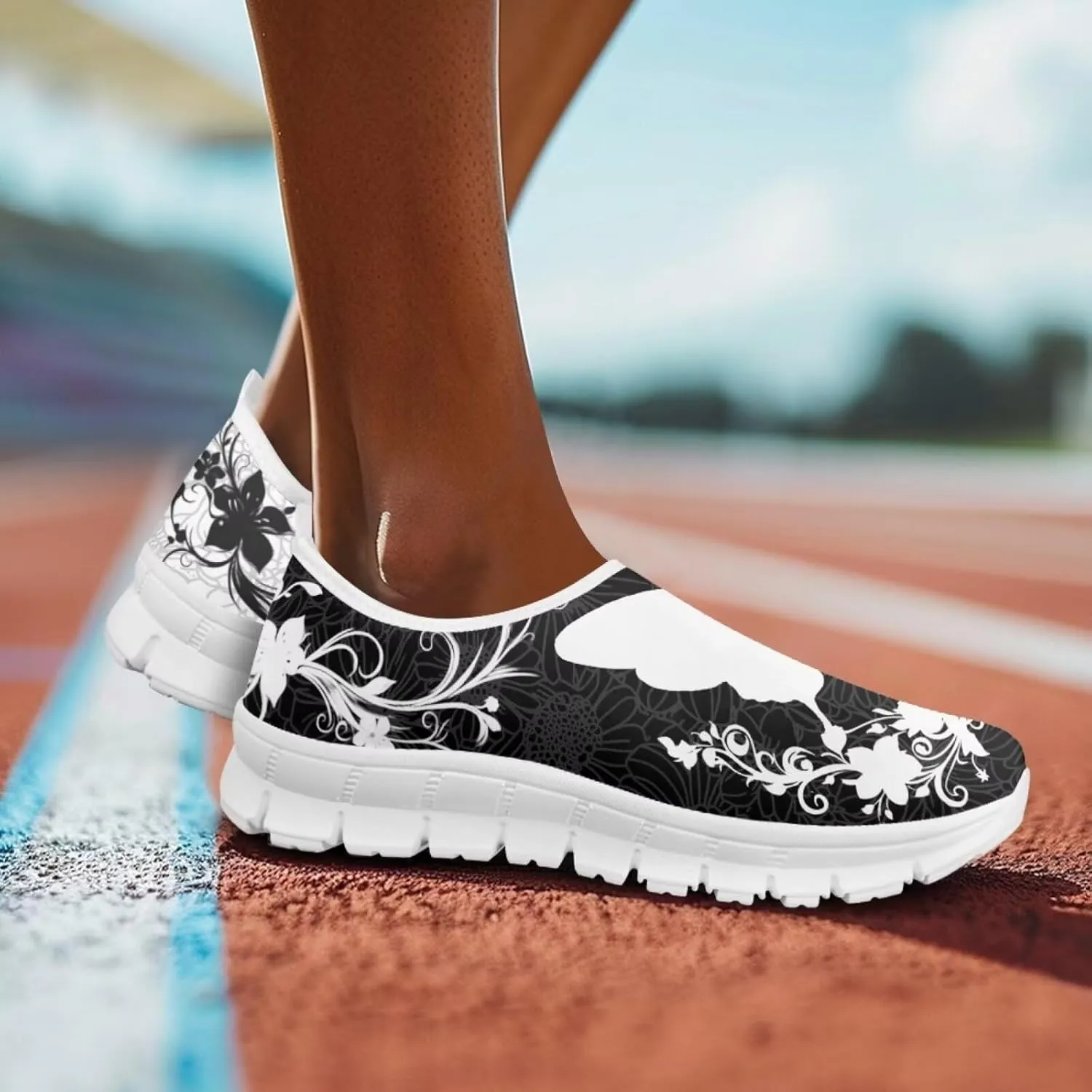Jeiento Boho Floral Loafers for Women Slip on Shoes Flats Shoes Cozy Work Shoes