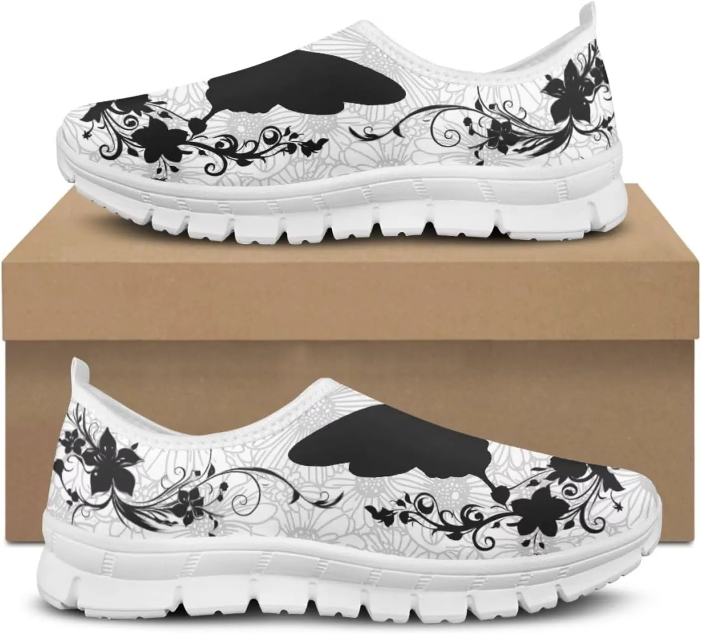 Jeiento Boho Floral Loafers for Women Slip on Shoes Flats Shoes Cozy Work Shoes