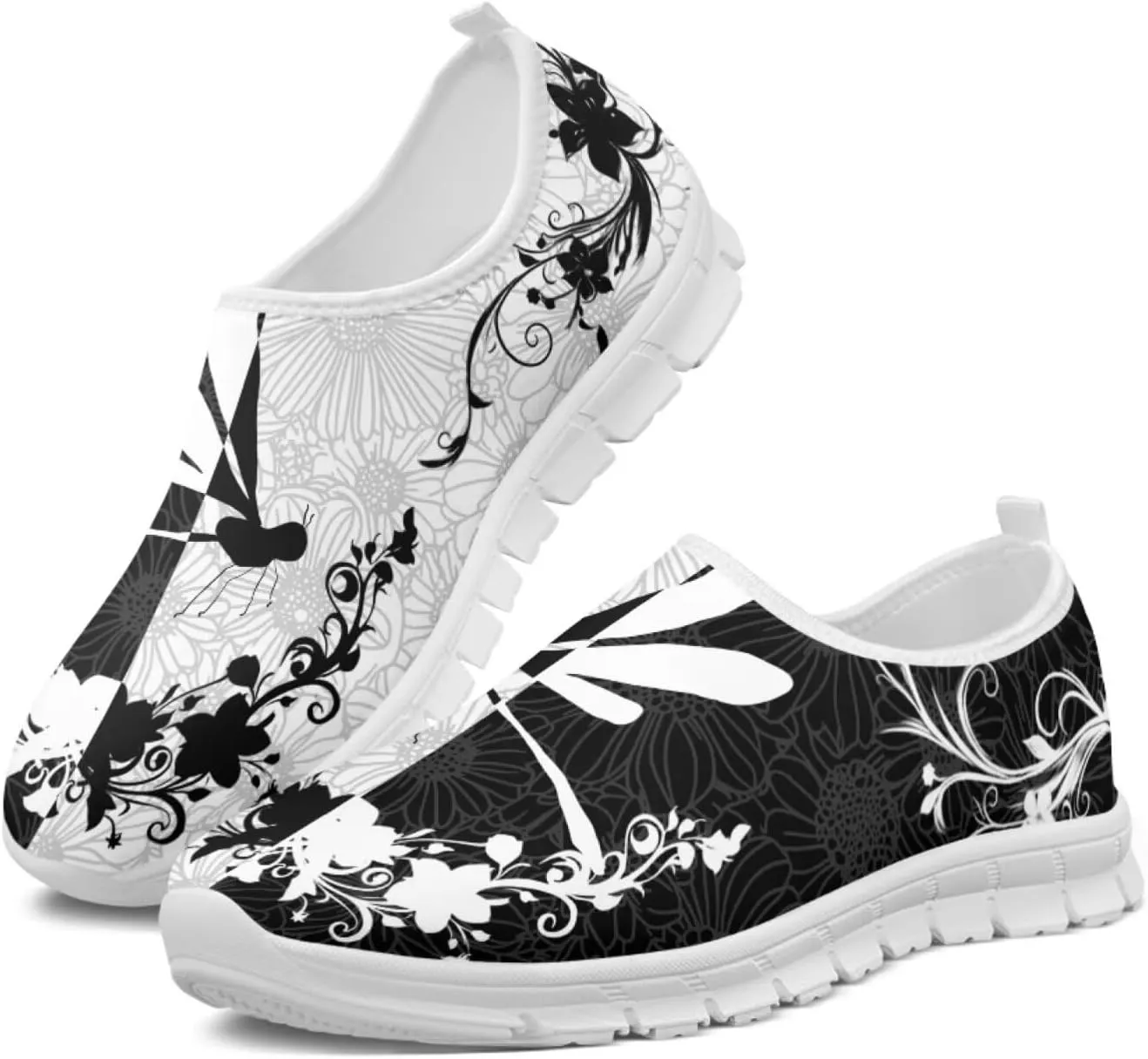 Jeiento Boho Floral Loafers for Women Slip on Shoes Flats Shoes Cozy Work Shoes
