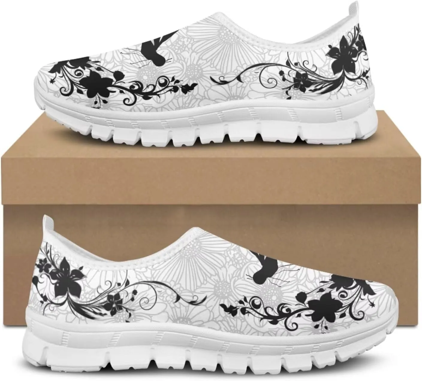 Jeiento Boho Floral Loafers for Women Slip on Shoes Flats Shoes Cozy Work Shoes