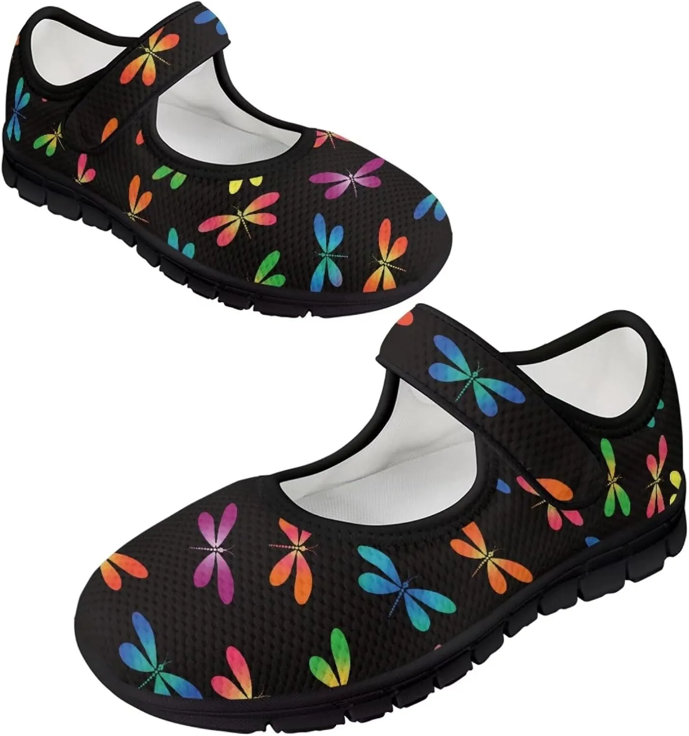 Jeiento Slip On Dragonfly Mary Jane Flats Ballet Flats Shoes for Women Round Toe Casual Dress
