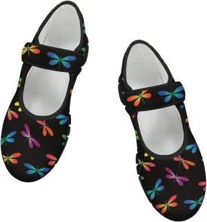 Jeiento Slip On Dragonfly Mary Jane Flats Ballet Flats Shoes for Women Round Toe Casual Dress