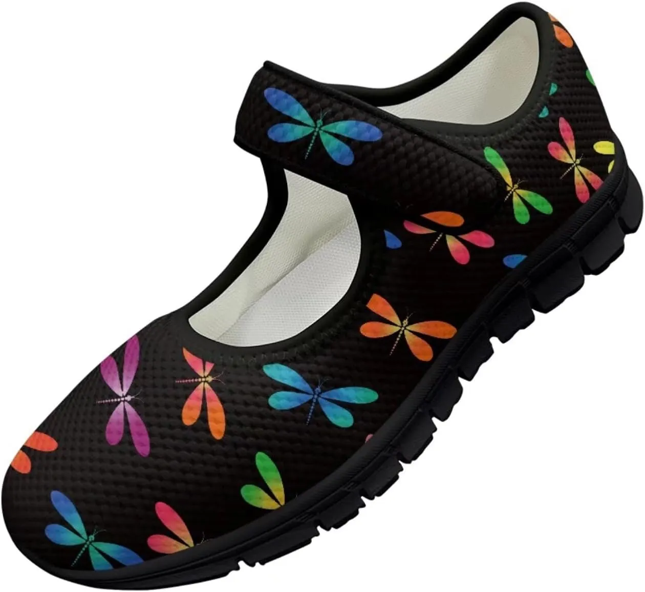 Jeiento Slip On Dragonfly Mary Jane Flats Ballet Flats Shoes for Women Round Toe Casual Dress