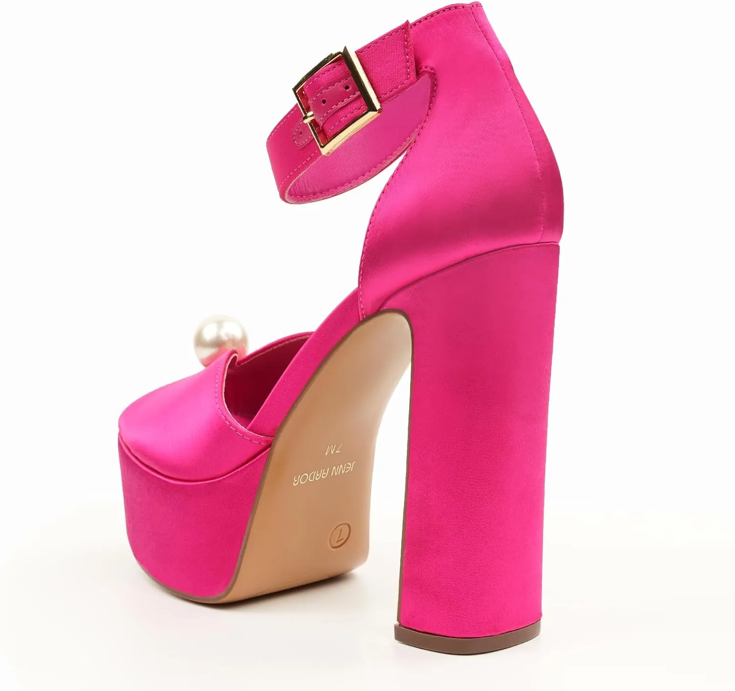 JENN ARDOR Platform High Heels for Women Sexy Peep Toe Chunky Heels Comfortable 4.5inch Block Heeled Sandals Pumps Ankle Strap Wedding Party Evening Dress Shoes