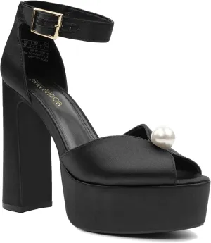 JENN ARDOR Platform High Heels for Women Sexy Peep Toe Chunky Heels Comfortable 4.5inch Block Heeled Sandals Pumps Ankle Strap Wedding Party Evening Dress Shoes
