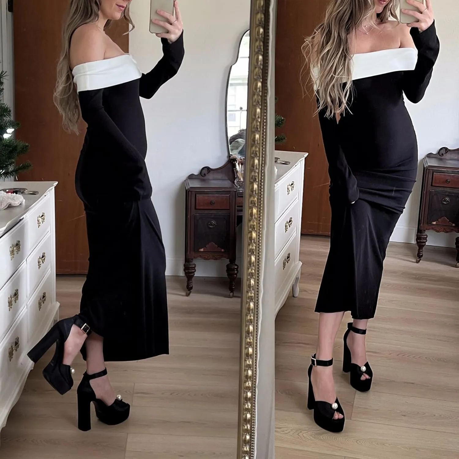 JENN ARDOR Platform High Heels for Women Sexy Peep Toe Chunky Heels Comfortable 4.5inch Block Heeled Sandals Pumps Ankle Strap Wedding Party Evening Dress Shoes
