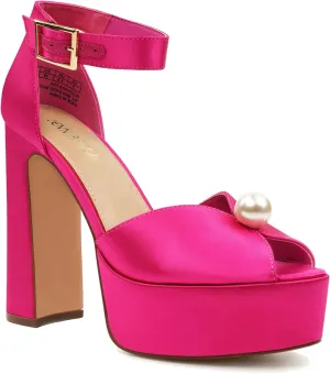 JENN ARDOR Platform High Heels for Women Sexy Peep Toe Chunky Heels Comfortable 4.5inch Block Heeled Sandals Pumps Ankle Strap Wedding Party Evening Dress Shoes