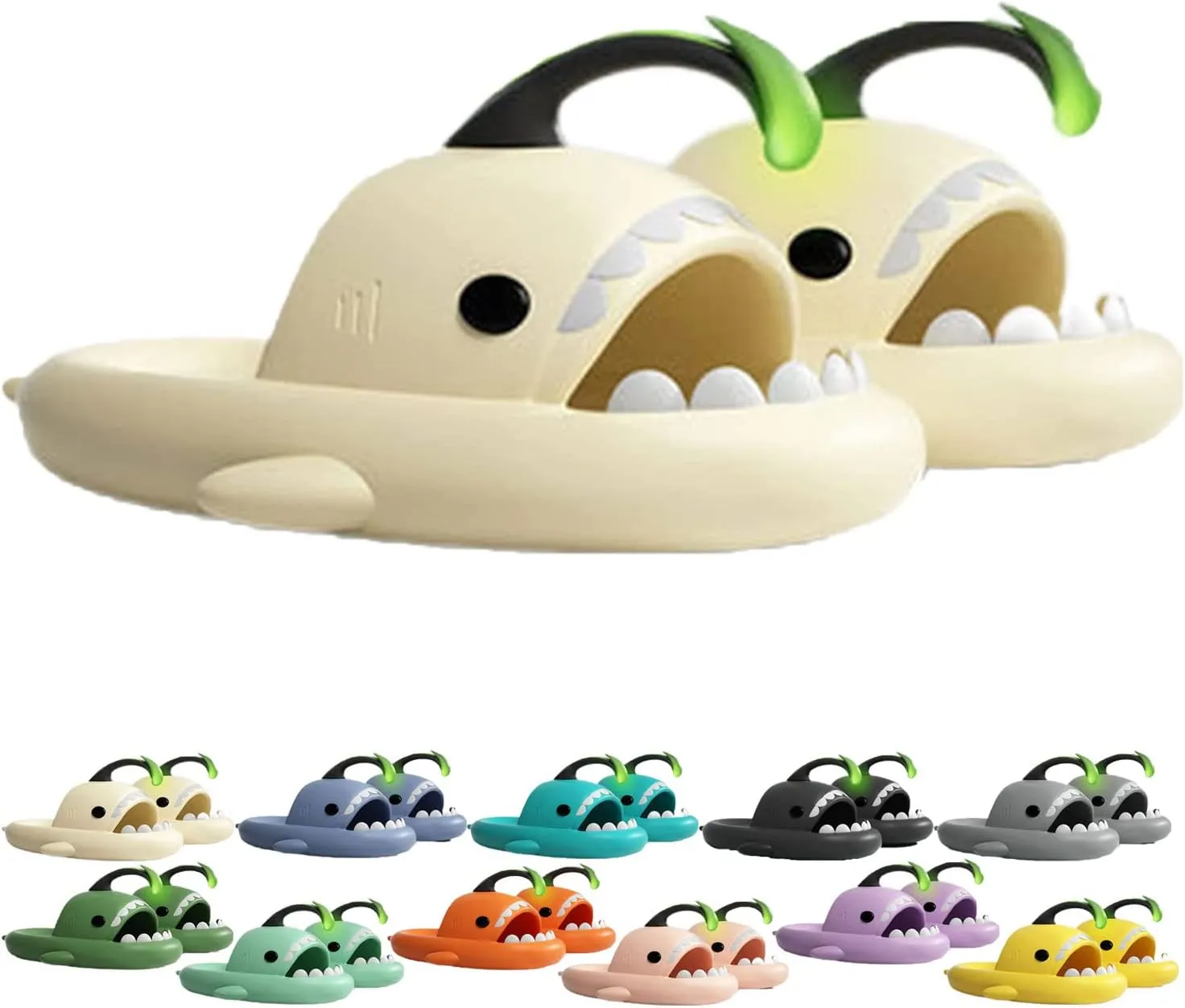 Jfxgjuv Angler Fish Slides - Shark Slides Angler Fish Slippers Glow in The Dark, Super Soft, Comfy, Silent and Anti-Slippery Slippers Sandals