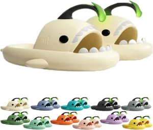 Jfxgjuv Angler Fish Slides - Shark Slides Angler Fish Slippers Glow in The Dark, Super Soft, Comfy, Silent and Anti-Slippery Slippers Sandals