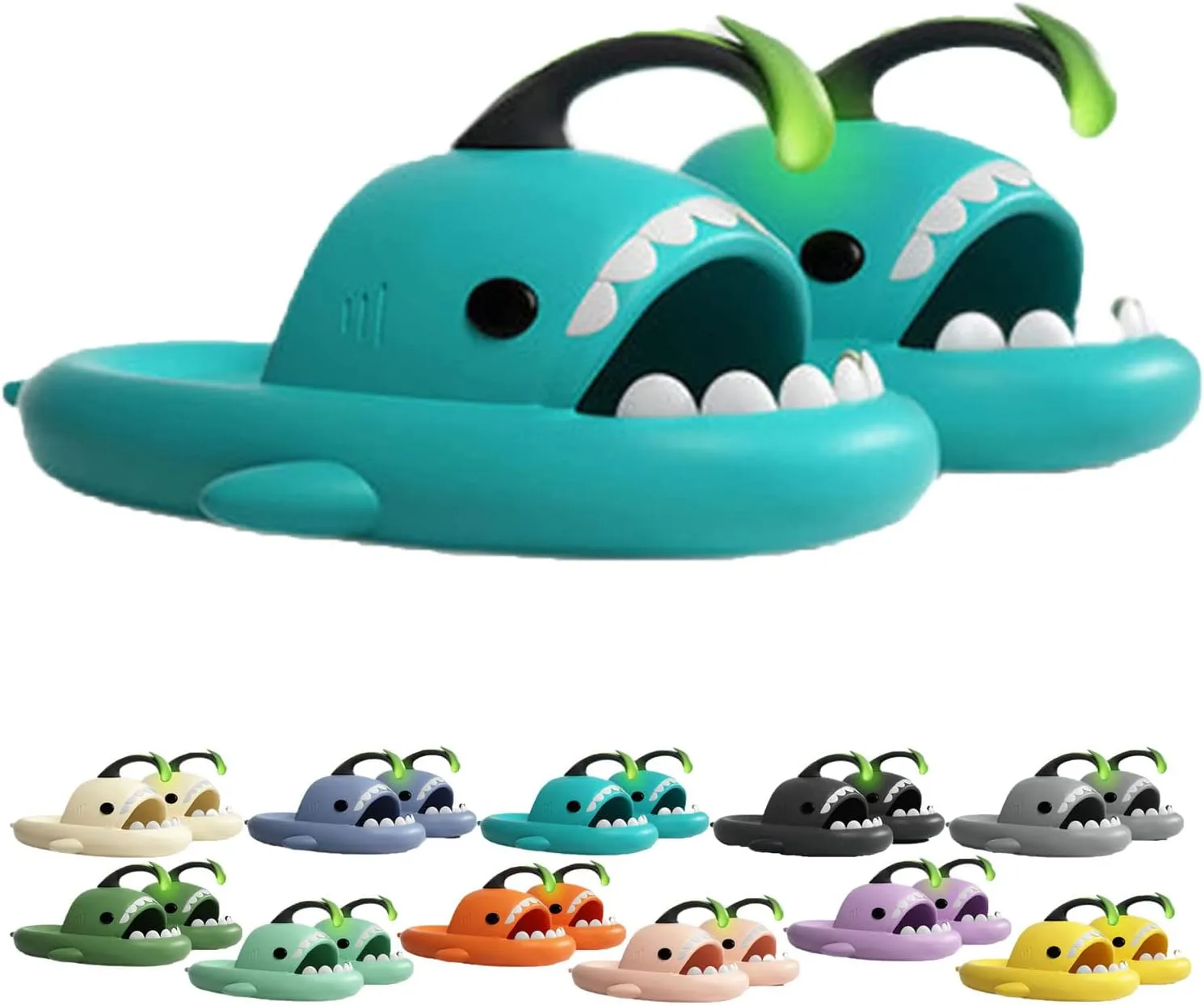 Jfxgjuv Angler Fish Slides - Shark Slides Angler Fish Slippers Glow in The Dark, Super Soft, Comfy, Silent and Anti-Slippery Slippers Sandals
