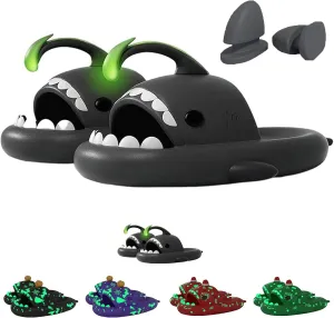 Jfxgjuv Luminous Shark Slippers, Spooky Shark Slides Cloud Shark Slides Angler Fish Slides Glow in The Dark Christmas Shark Slippers Halloween Shark Slippers