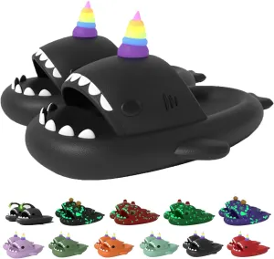 Jfxgjuv Luminous Shark Slippers Spooky Shark Slides Galaxy Shark Slides Shark Cloud Slides Glow in The Dark 3D Cartoon Christmas Halloween Shark Slides Sandals