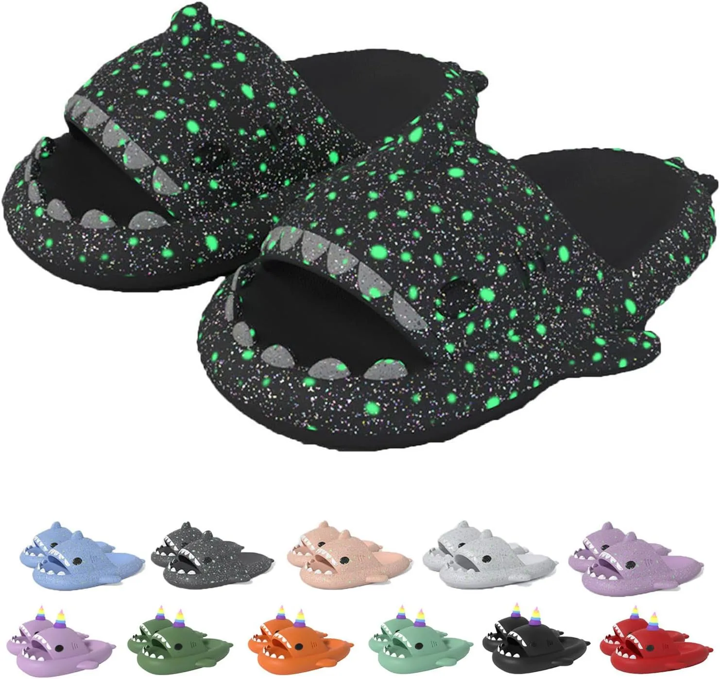 Jfxgjuv Luminous Shark Slippers Spooky Shark Slides Galaxy Shark Slides Shark Cloud Slides Glow in The Dark 3D Cartoon Christmas Halloween Shark Slides Sandals