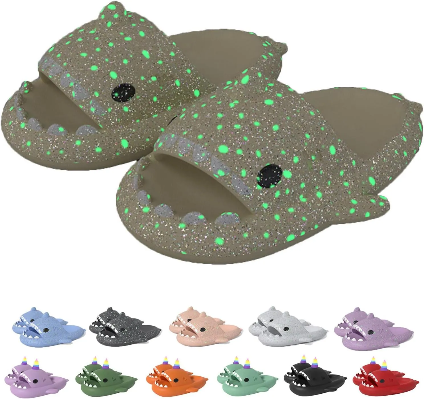 Jfxgjuv Luminous Shark Slippers Spooky Shark Slides Galaxy Shark Slides Shark Cloud Slides Glow in The Dark 3D Cartoon Christmas Halloween Shark Slides Sandals