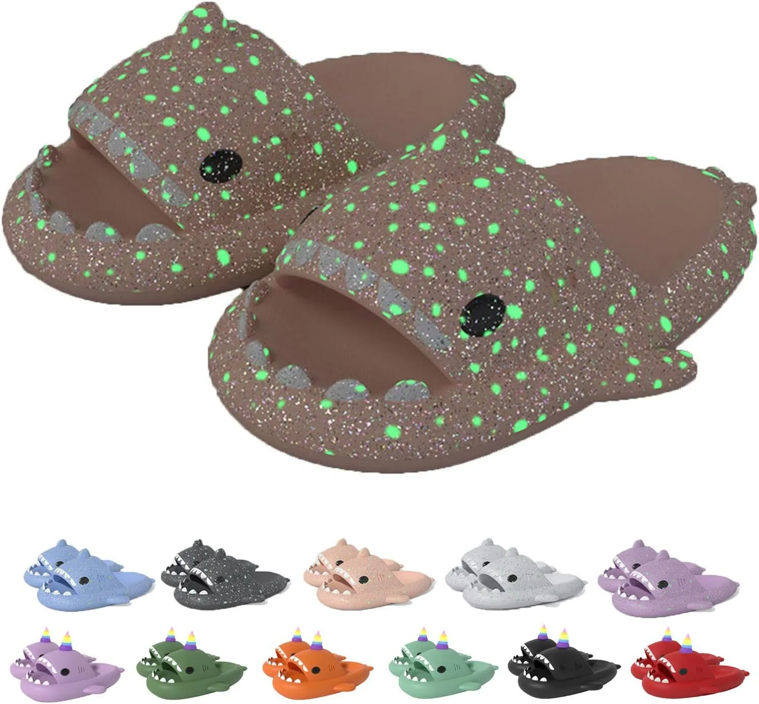 Jfxgjuv Luminous Shark Slippers Spooky Shark Slides Galaxy Shark Slides Shark Cloud Slides Glow in The Dark 3D Cartoon Christmas Halloween Shark Slides Sandals