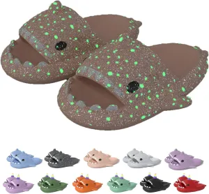 Jfxgjuv Luminous Shark Slippers Spooky Shark Slides Galaxy Shark Slides Shark Cloud Slides Glow in The Dark 3D Cartoon Christmas Halloween Shark Slides Sandals