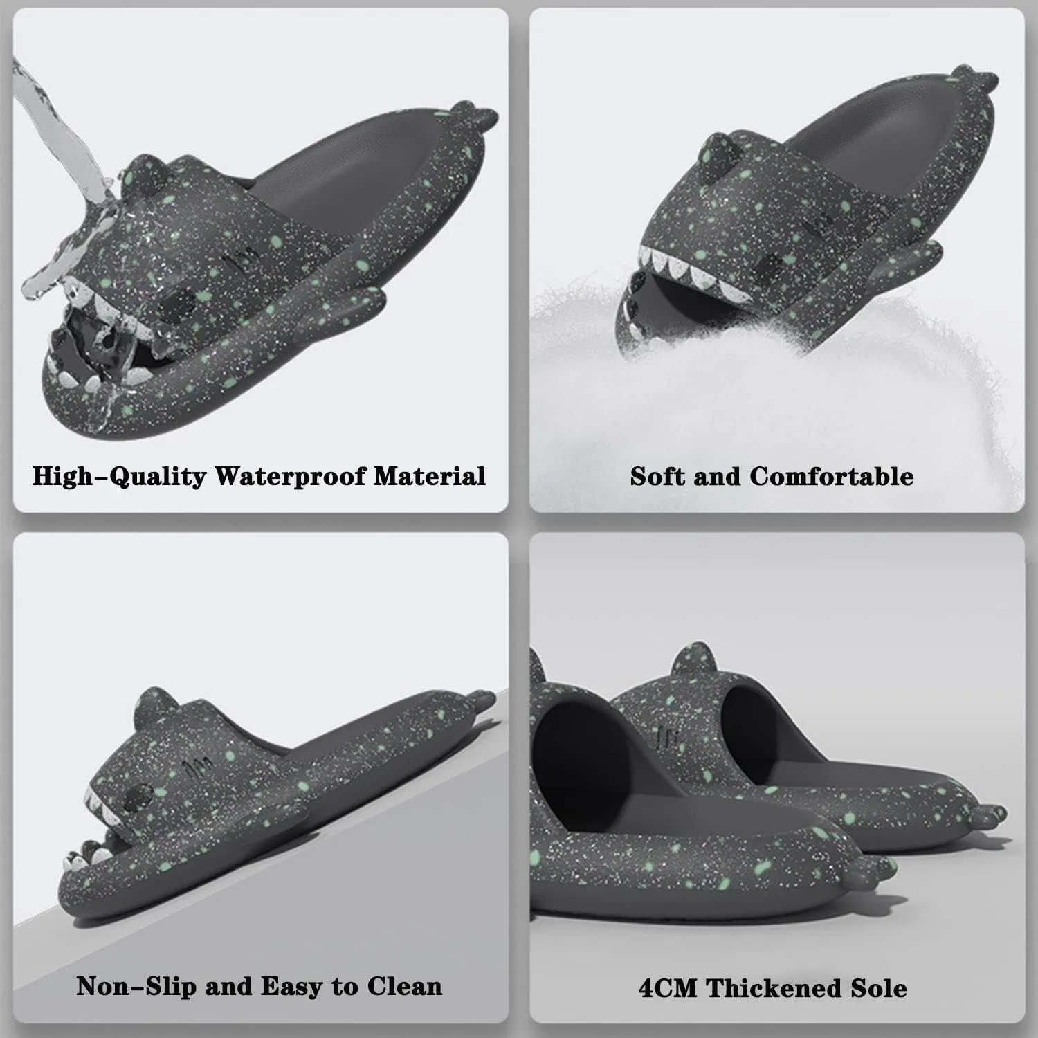 Jfxgjuv Luminous Shark Slippers Spooky Shark Slides Galaxy Shark Slides Shark Cloud Slides Glow in The Dark 3D Cartoon Christmas Halloween Shark Slides Sandals
