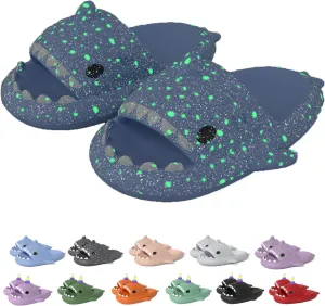 Jfxgjuv Luminous Shark Slippers Spooky Shark Slides Galaxy Shark Slides Shark Cloud Slides Glow in The Dark 3D Cartoon Christmas Halloween Shark Slides Sandals
