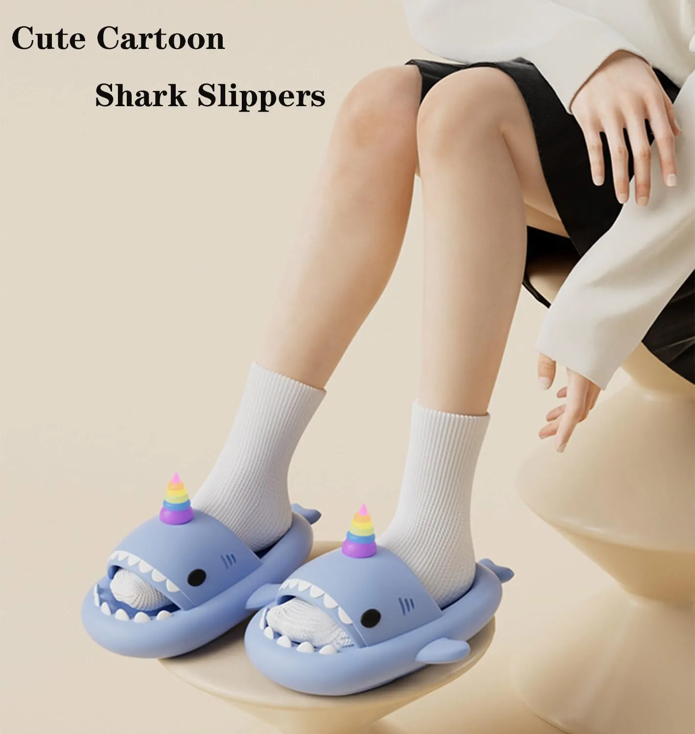 Jfxgjuv Luminous Shark Slippers Spooky Shark Slides Galaxy Shark Slides Shark Cloud Slides Glow in The Dark 3D Cartoon Christmas Halloween Shark Slides Sandals