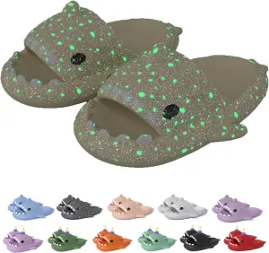 Jfxgjuv Luminous Shark Slippers Spooky Shark Slides Galaxy Shark Slides Shark Cloud Slides Glow in The Dark 3D Cartoon Christmas Halloween Shark Slides Sandals
