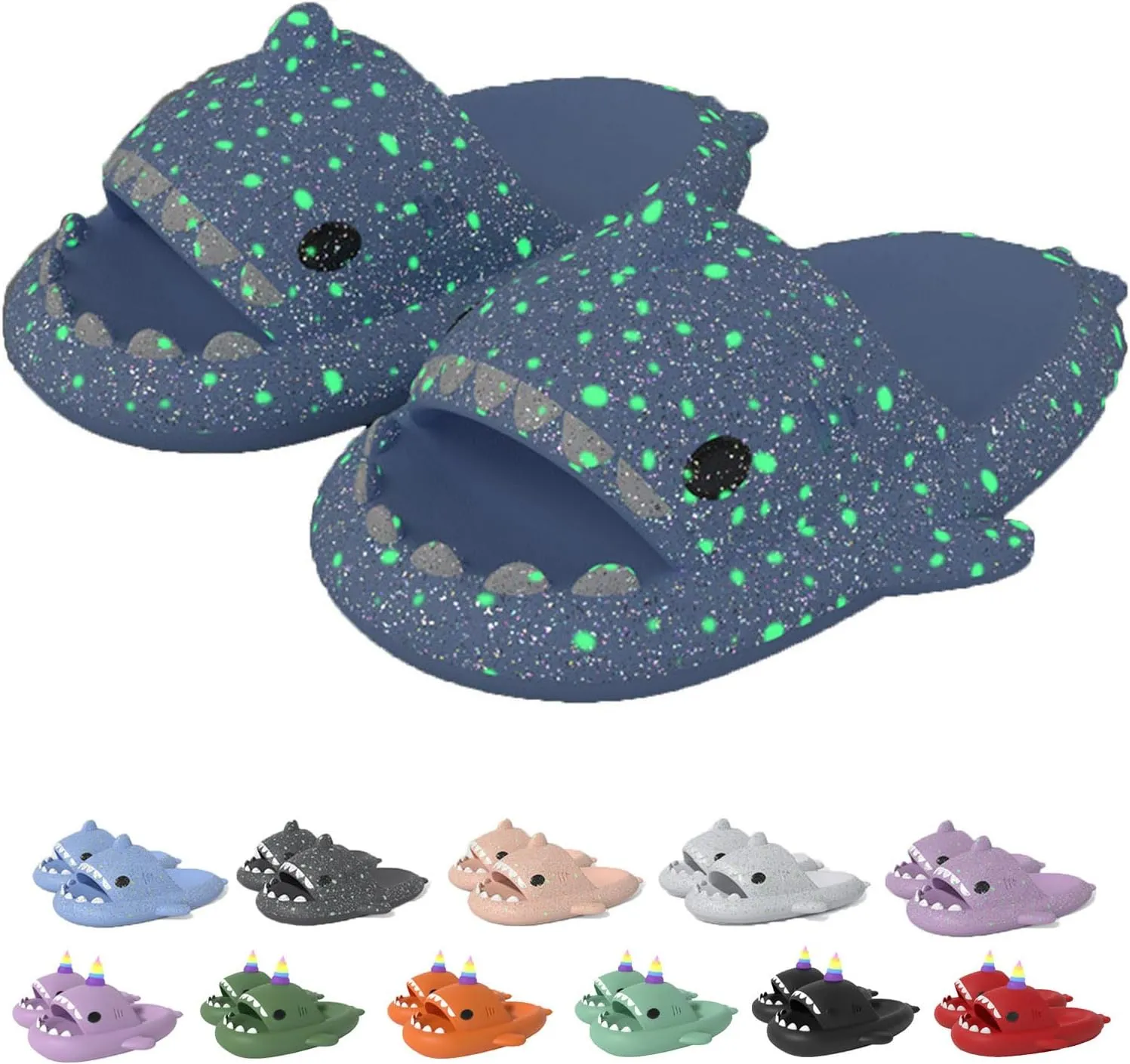 Jfxgjuv Luminous Shark Slippers Spooky Shark Slides Galaxy Shark Slides Shark Cloud Slides Glow in The Dark 3D Cartoon Christmas Halloween Shark Slides Sandals
