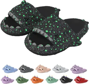 Jfxgjuv Luminous Shark Slippers Spooky Shark Slides Galaxy Shark Slides Shark Cloud Slides Glow in The Dark 3D Cartoon Christmas Halloween Shark Slides Sandals