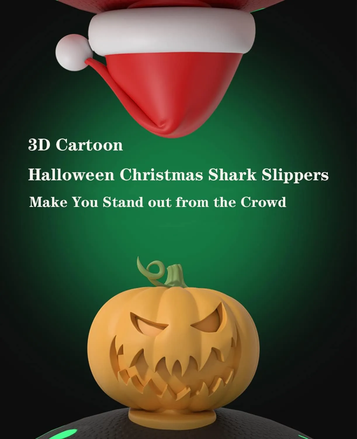 Jfxgjuv Luminous Shark Slippers, Spooky Shark Slides, Pumpkin Shark Slides, Glow in The Dark Halloween Shark Slides, Christmas Shark Slides, Santa Shark Slides Sandals