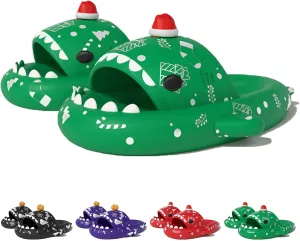 Jfxgjuv Luminous Shark Slippers, Spooky Shark Slides, Pumpkin Shark Slides, Glow in The Dark Halloween Shark Slides, Christmas Shark Slides, Santa Shark Slides Sandals