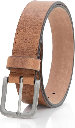 Joe's Jean Mens 38mm Full Grain Genuine Leather Belt, Vintage Style Antique Silver Buckle
