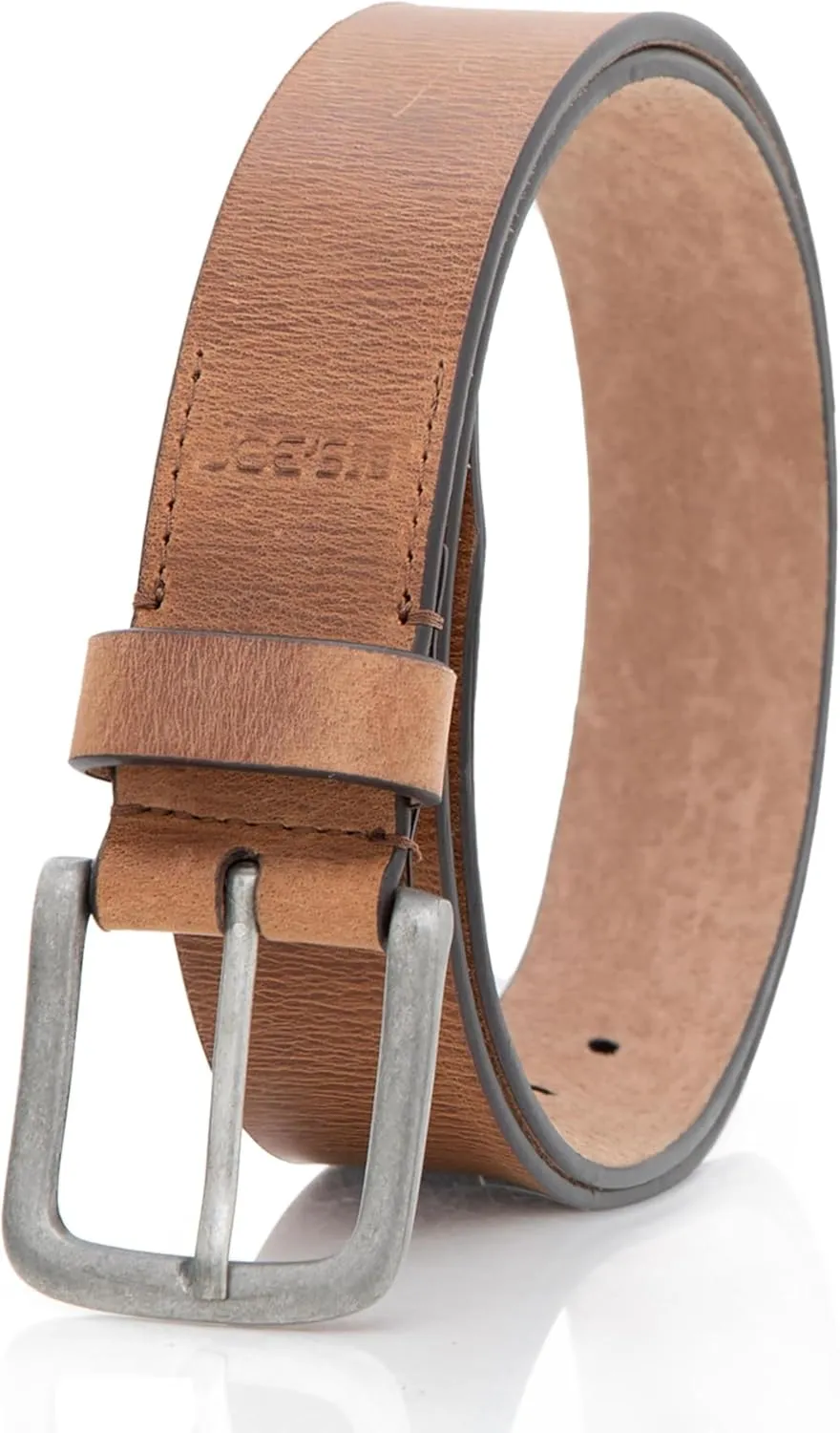 Joe's Jean Mens 38mm Full Grain Genuine Leather Belt, Vintage Style Antique Silver Buckle