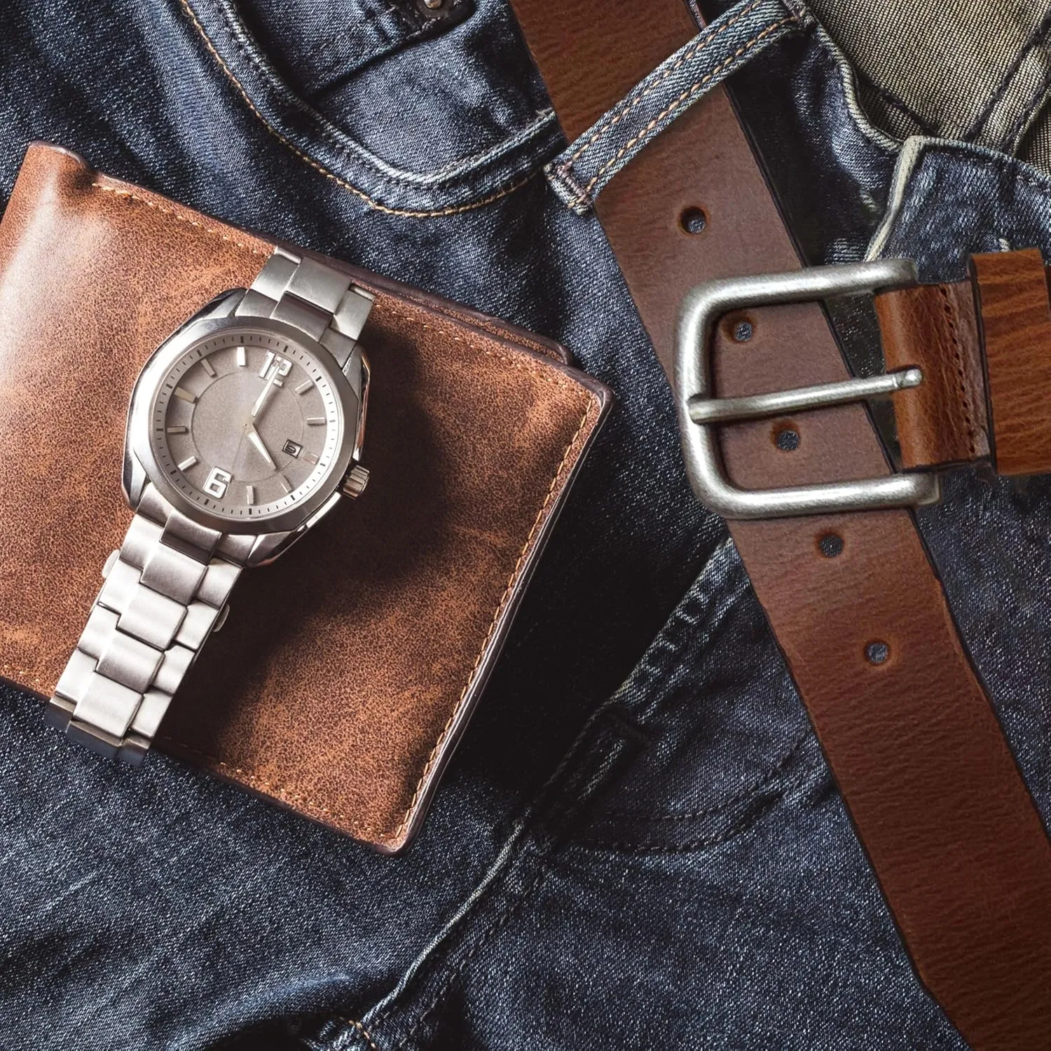 Joe's Jean Mens 38mm Full Grain Genuine Leather Belt, Vintage Style Antique Silver Buckle