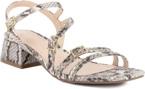 Jones New York Women's Strappy Dress Sandals – Low Block Heel with Square Toe and Buckle Straps – Comfortable Open-Toe Heels for Casual or Formal Outfits