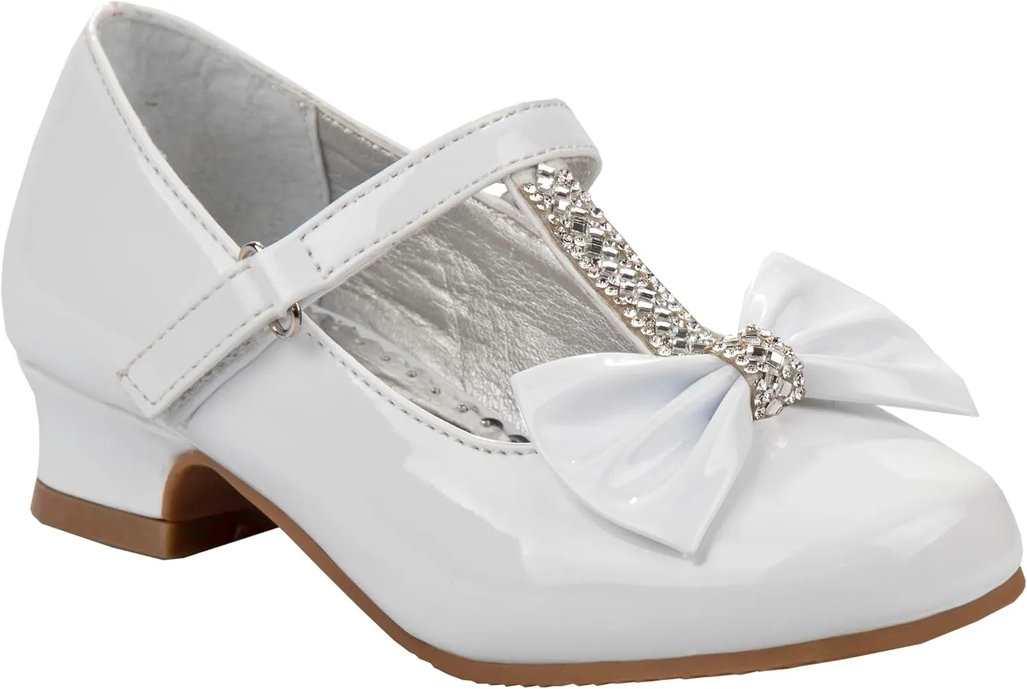 Josmo Girl's Dress Mary Jane Wedding Party Heels Ballerina Flower Shoes, Hook and Loop Buckle (Toddler